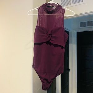NWOT Express Purple Mock Turtle Neck Bodysuit